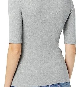 Women's Modal Ribbed Elbow Sleeve Square Neck T-Shirt